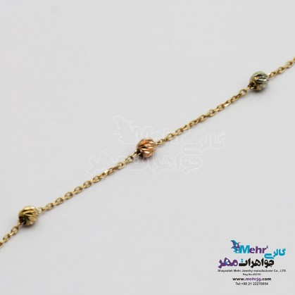 Gold Anklet - Carved Ball Design-MA0173